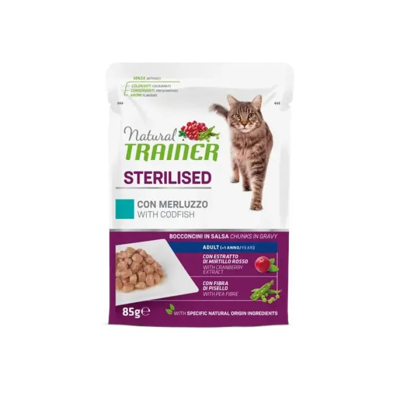 Natural Trainer Adult Sterilised Merluzzo Bocconcini in Salsa
