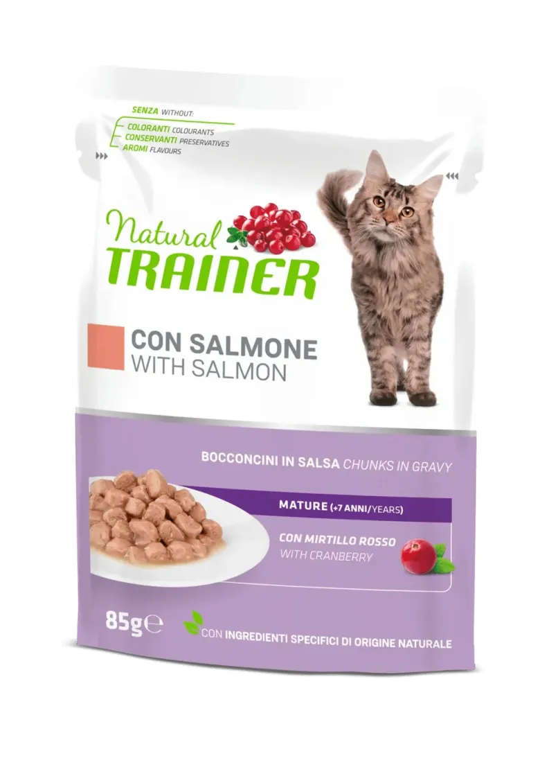 Natural Trainer Cibo Umido Salmone Per Gatti Senior Busta 85g