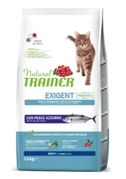 Natural Trainer Exigent Crocchette Con Pesce Azzurro Per Gatti Adulti Sacco 1,5kg