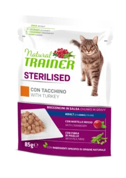 Natural Trainer Sterilised Cibo Umido Tacchino Per Gatti Adulti 85g