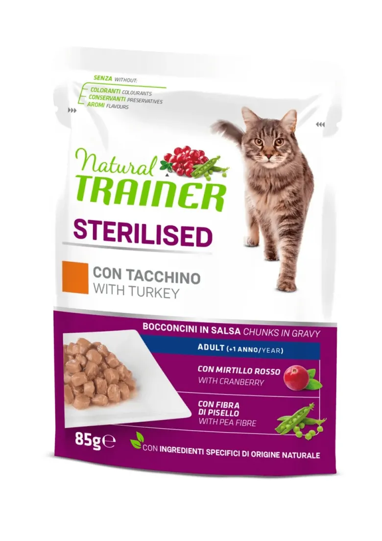 Natural Trainer Sterilised Cibo Umido Tacchino Per Gatti Adulti 85g