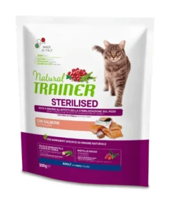 Natural Trainer Sterilised Crocchette Con Salmone Per Gatti Adulti Sacco 300g