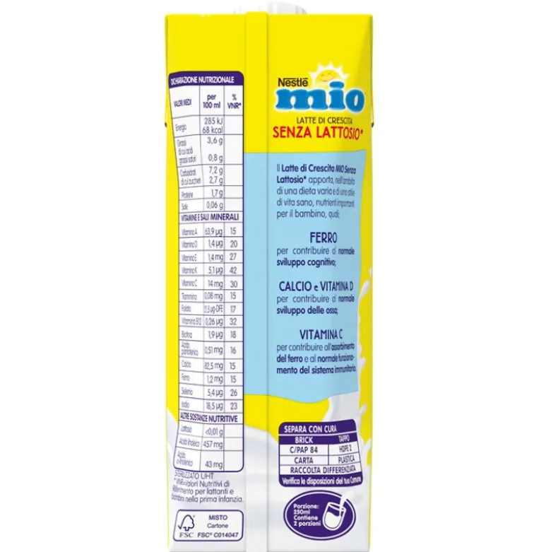 Nestlè Mio Latte Di Crescita Senza Lattosio Liquido Brick 500ml