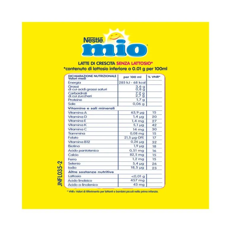 Nestlè Mio Latte Di Crescita Senza Lattosio Liquido Brick 500ml