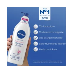 Nivea Crema Corpo Idratante Rosa & Argan Idratante 72h Profumata Alla Rosa 500ml