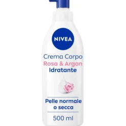 Nivea Crema Corpo Idratante Rosa & Argan Idratante 72h Profumata Alla Rosa 500ml