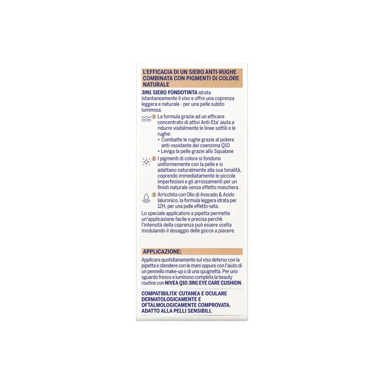Nivea Face Q10 Antirughe Power 3In1 Siero Fondotinta Dark 30ml