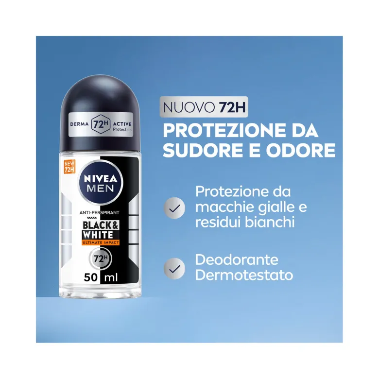 Nivea Men Black&white Invisible Ultimate Impact Roll-on Deodorante Antitraspirante 50ml