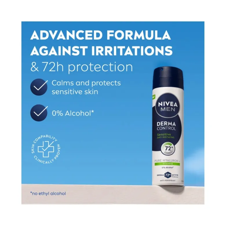 Nivea Men Derma Control Sensitive Deodorante Antitraspirante Spray 72H 150ml