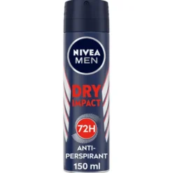 Nivea Men Dry Impact Deodorante Spray Uomo Per 72h Di Protezione Antitraspirante 150ml