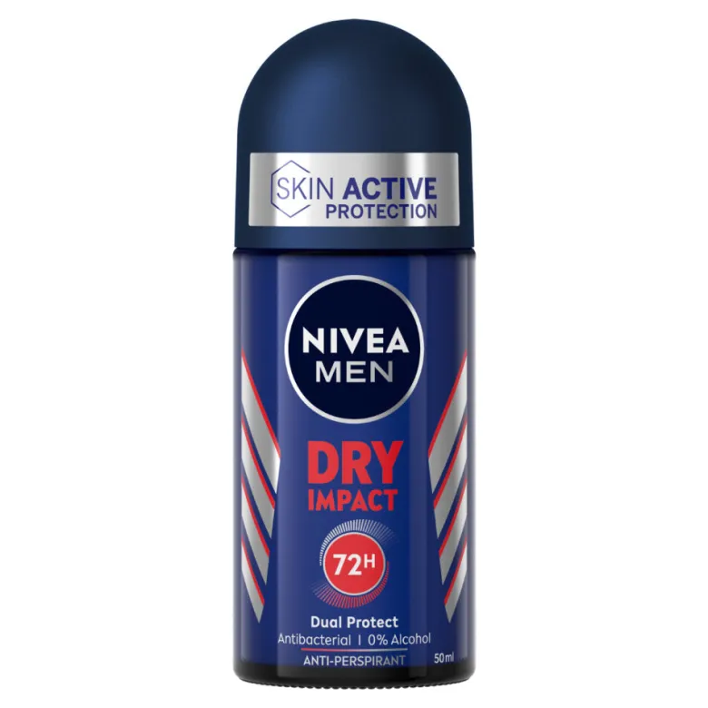 Nivea Men Dry Impact Deodorante Roll on Uomo Per 72h Di Protezione Antitraspirante 50ml