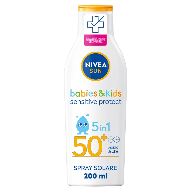 Nivea Sun Latte Solare Kids Sensitive Protect Fp50+ Crema Solare Per Bambini E Neonati 200ml