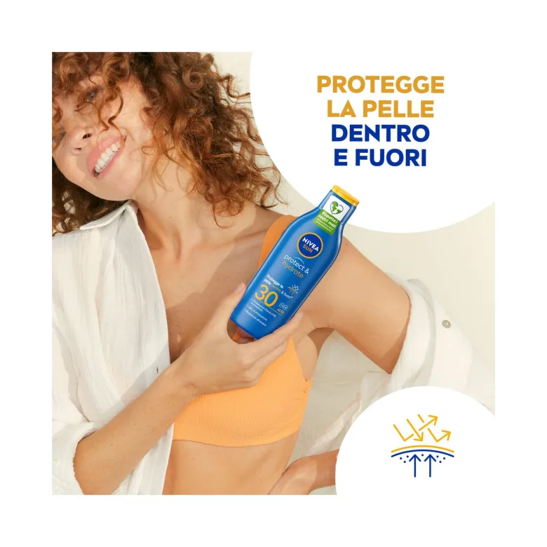 Nivea Sun Latte Solare Protect & Hydrate Fp30 Crema Solare Idratante Per 48 Ore 200ml
