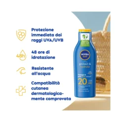 Nivea Sun Latte Solare Protect & Hydrate Fp20 Crema Solare Idratante Per 48 Ore 200ml