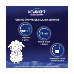 Novanight Tripla Azione con Melissa e Melatonina per Dormire Senza Glutine 60 Compresse
