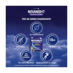 Novanight Tripla Azione con Melissa e Melatonina per Dormire Senza Glutine 60 Compresse