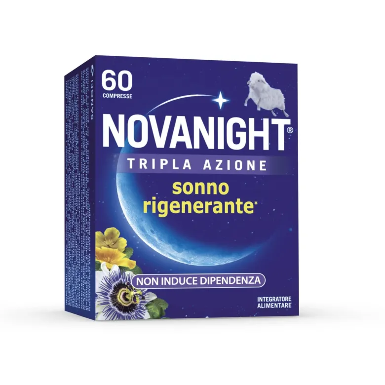 Novanight Tripla Azione con Melissa e Melatonina per Dormire Senza Glutine 60 Compresse