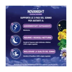 Novanight Tripla Azione con Melissa e Melatonina per Dormire Senza Glutine 30 Compresse