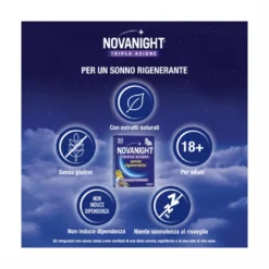 Novanight Tripla Azione con Melissa e Melatonina per Dormire Senza Glutine 30 Compresse