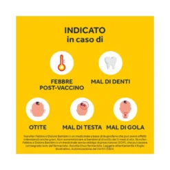 Nurofen Febbre e Dolore Bambini 100 mg/5 mlIbuprofene Indicato per Febbre Dolori ai Denti e Muscolari Sospensione Orale Arancia 150 ml