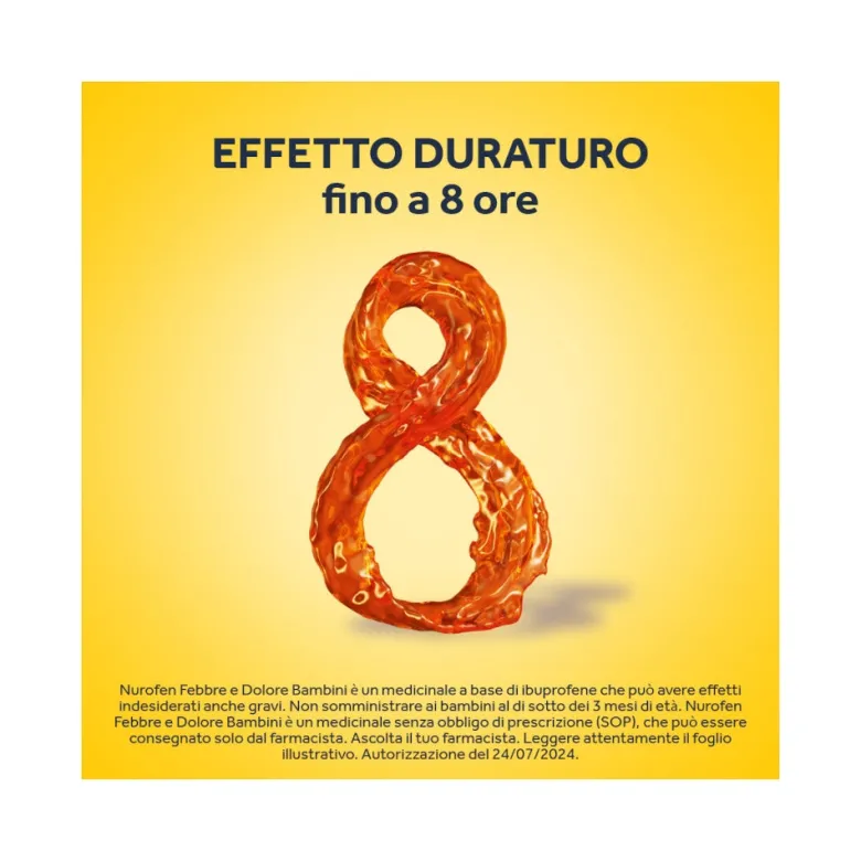 Nurofen Febbre e Dolore Bambini 100 mg/5 mlIbuprofene Indicato per Febbre Dolori ai Denti e Muscolari Sospensione Orale Arancia 150 ml