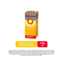 Nurofen Febbre e Dolore Bambini 100 mg/5 ml Ibuprofene Indicato per Febbre Dolori ai Denti e Muscolari Sospensione Orale Fragola 150 ml