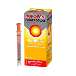 Nurofen Febbre e Dolore Bambini 100 mg/5 ml Ibuprofene Indicato per Febbre Dolori ai Denti e Muscolari Sospensione Orale Fragola 150 ml