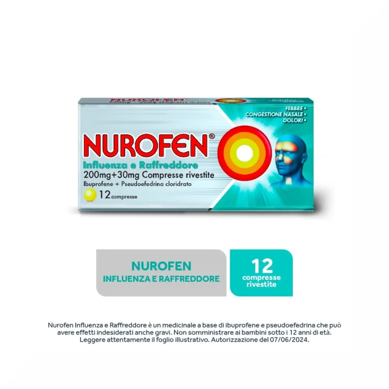 Nurofen Influenza e Raffreddore Antinfiammatorio e Antidolorifico contro Influenza Raffreddore e Mal di Testa12 Compresse