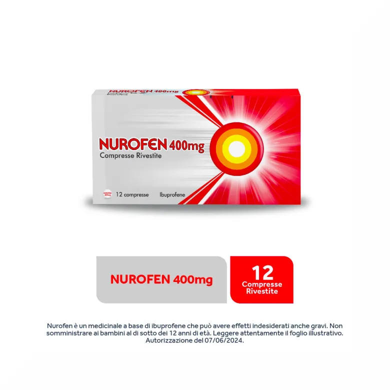 Nurofen 400 mg Ibuprofene Analgesico per Mal di Testa Dolori Muscolari e Articolari 12 Compresse