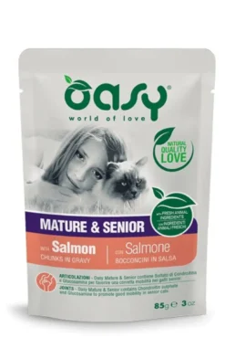 Oasy Bocconcini In Salsa Per Gatto Mature & Senior con Salmone 85g