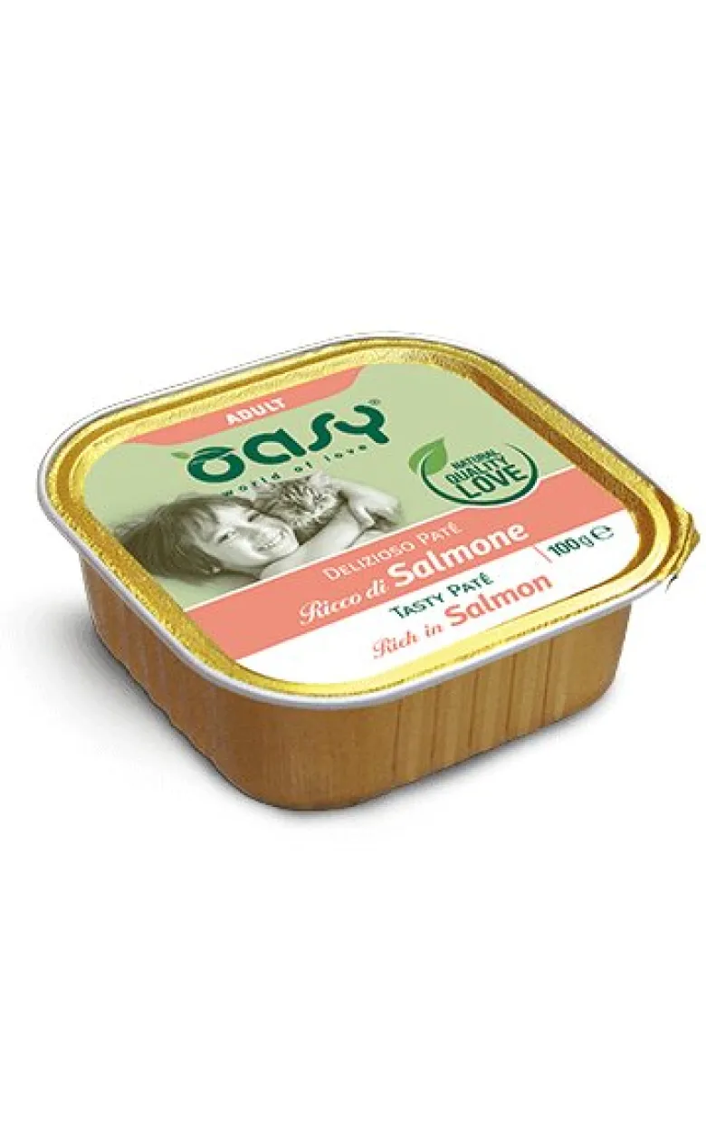 Oasy Delizioso Paté Per Gatti Adult Ricco di Salmone 100g