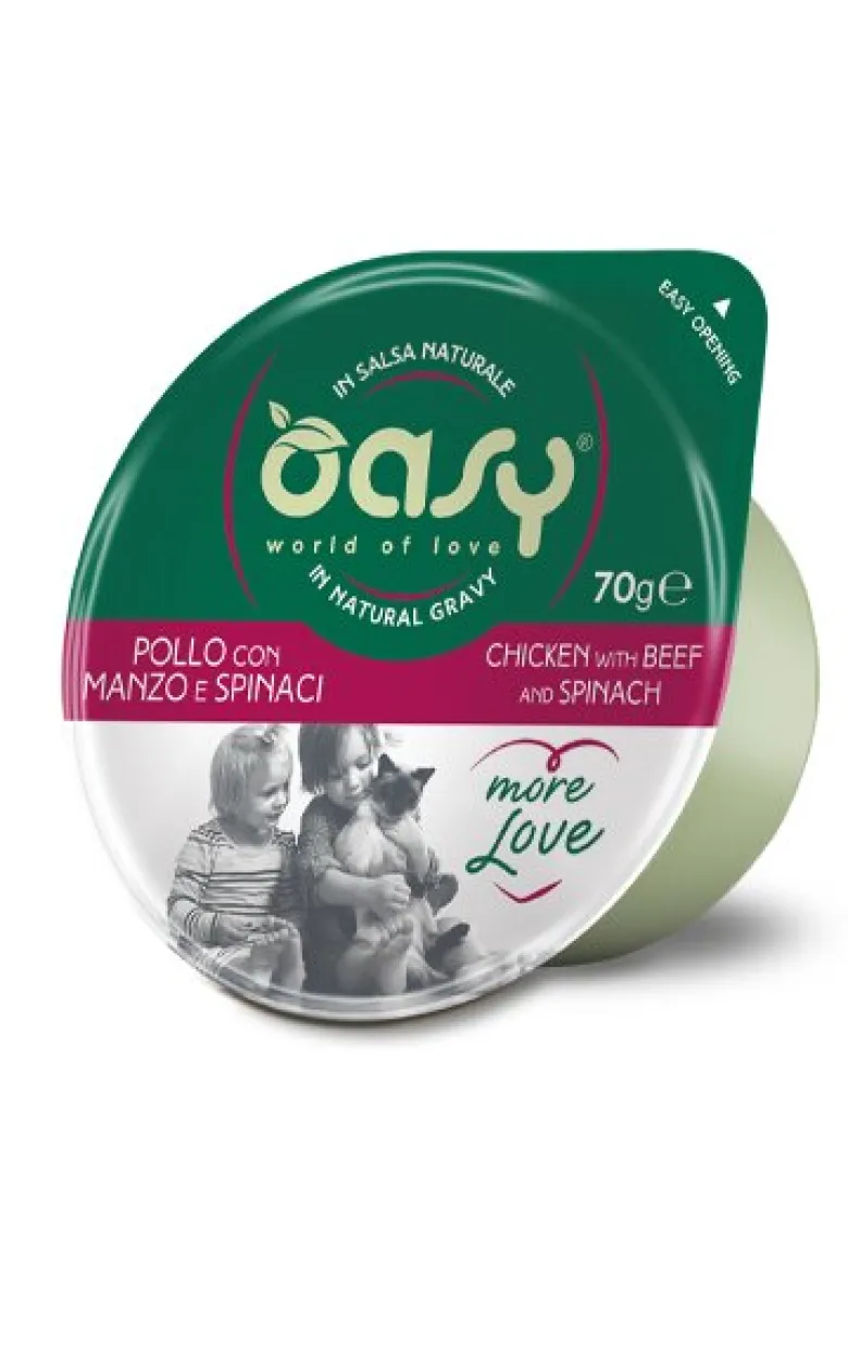 Oasy More Love Gatto Pollo Con Manzo E Spinaci 70g