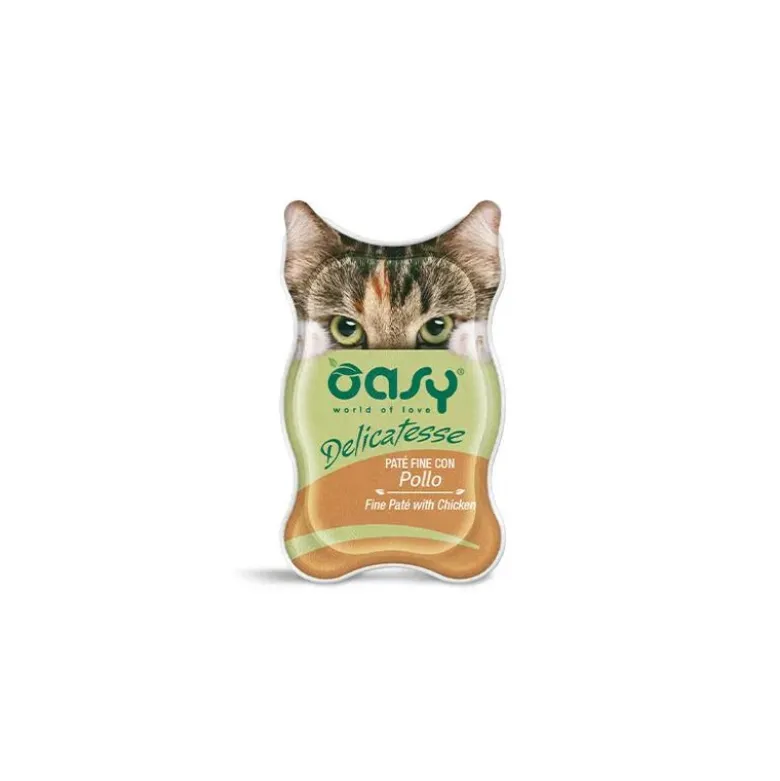 Oasy Wet Cat Paté Fine con Pollo cibo umido per gatti adulti 85g