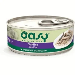 Oasy Wet Cat Sardine Cibo Umido Naturale Gatti Adulti Lattina 70g