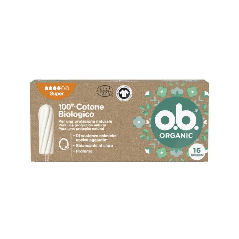 O.b. Assorbenti Interni Organic Super 100% Cottone Biologico 16 Tamponi color White