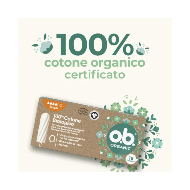 O.b. Assorbenti Interni Organic Super 100% Cottone Biologico 16 Tamponi color White