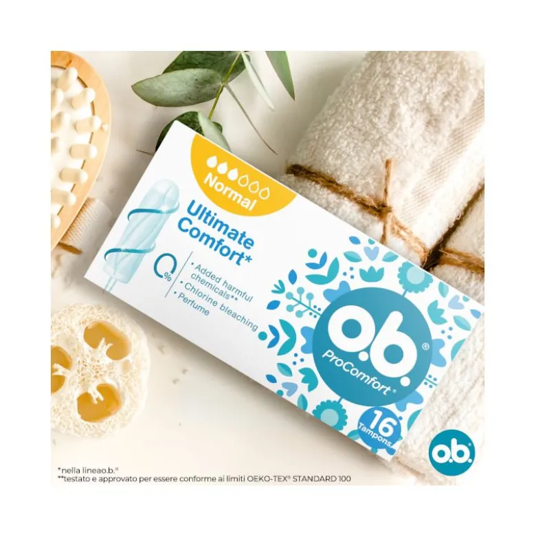 o.b. Assorbenti ProComfort Normal Assorbenti Interni Flusso da Medio a Intenso Tamponi Inserimento e Rimozione Facile 16pz