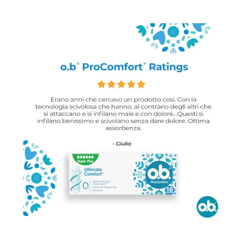 O.B. Super Plus Pro Comfort per flusso molto intenso 16 pezzi