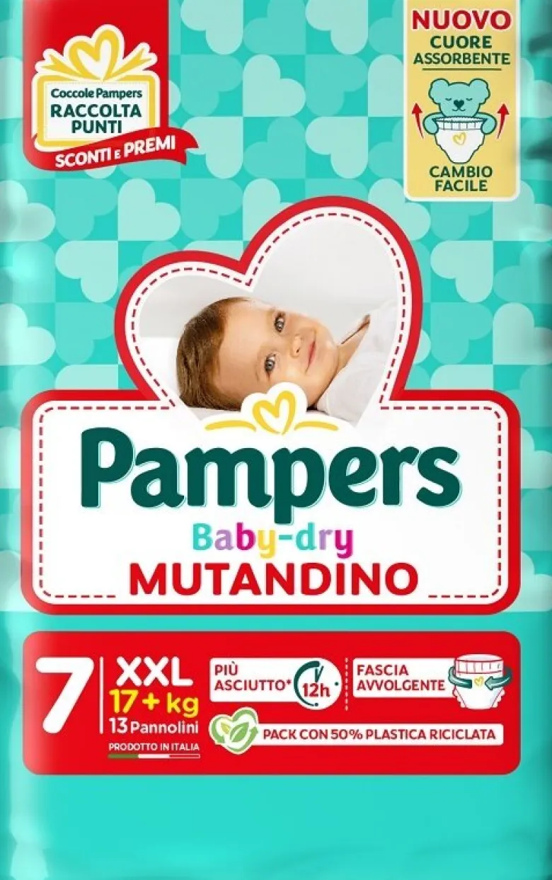 Pampers Babydry Mutandino Taglia 7 XXL (17+ Kg) 13 Pezzi