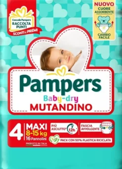 Pampers Babydry Mutandino Taglia 4 (8-15 Kg) 16 Pezzi