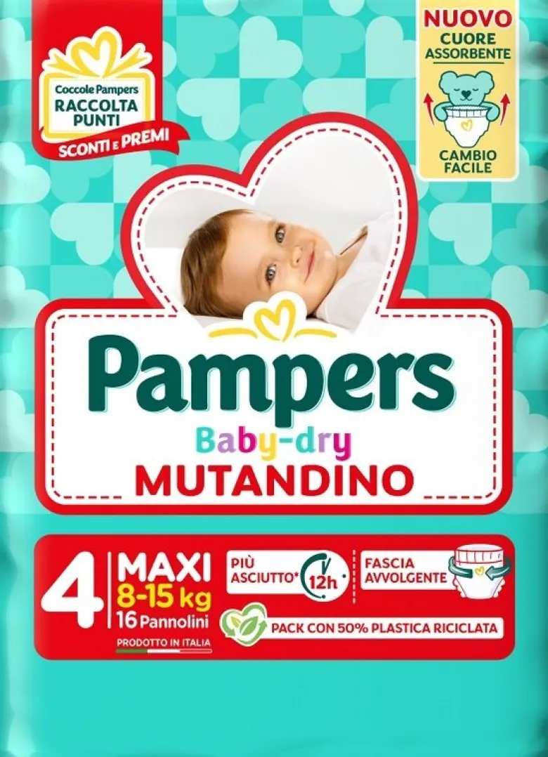 Pampers Babydry Mutandino Taglia 4 (8-15 Kg) 16 Pezzi