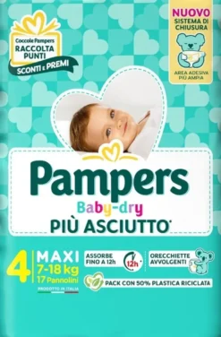 Pampers Babydry Taglia 4 Maxi (7-18 Kg) 17 Pezzi