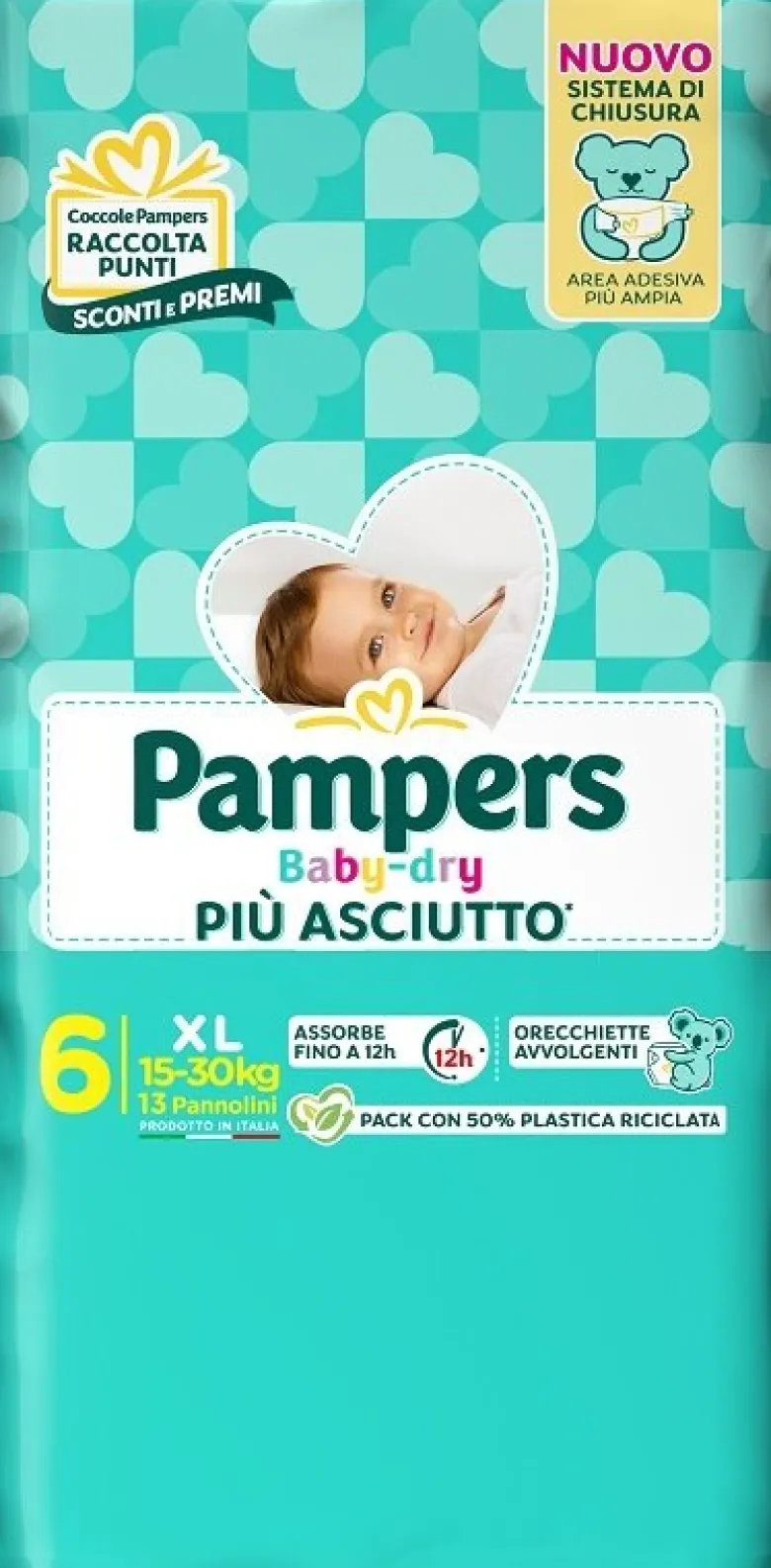 Pampers Babydry Taglia 6 XL (15-30 Kg) 13 Pezzi