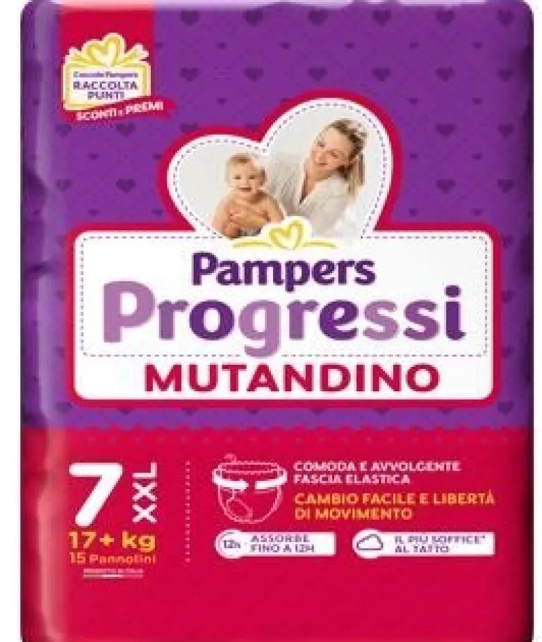 Pampers Progressi Mutandino Taglia 7 Extra Extra Large (17+ kg) 15 Pezzi