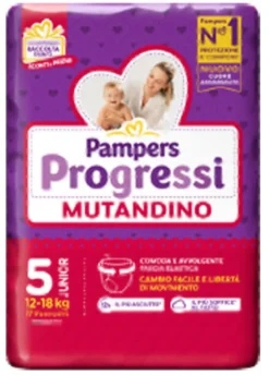 Pampers Progressi Mutandino Taglia 5 Junior (12-18 kg) 18 Pezzi