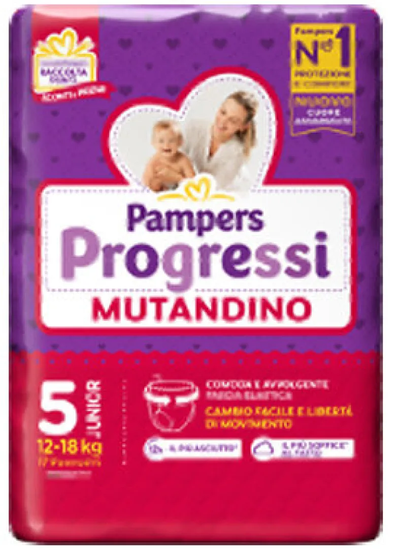 Pampers Progressi Mutandino Taglia 5 Junior (12-18 kg) 18 Pezzi