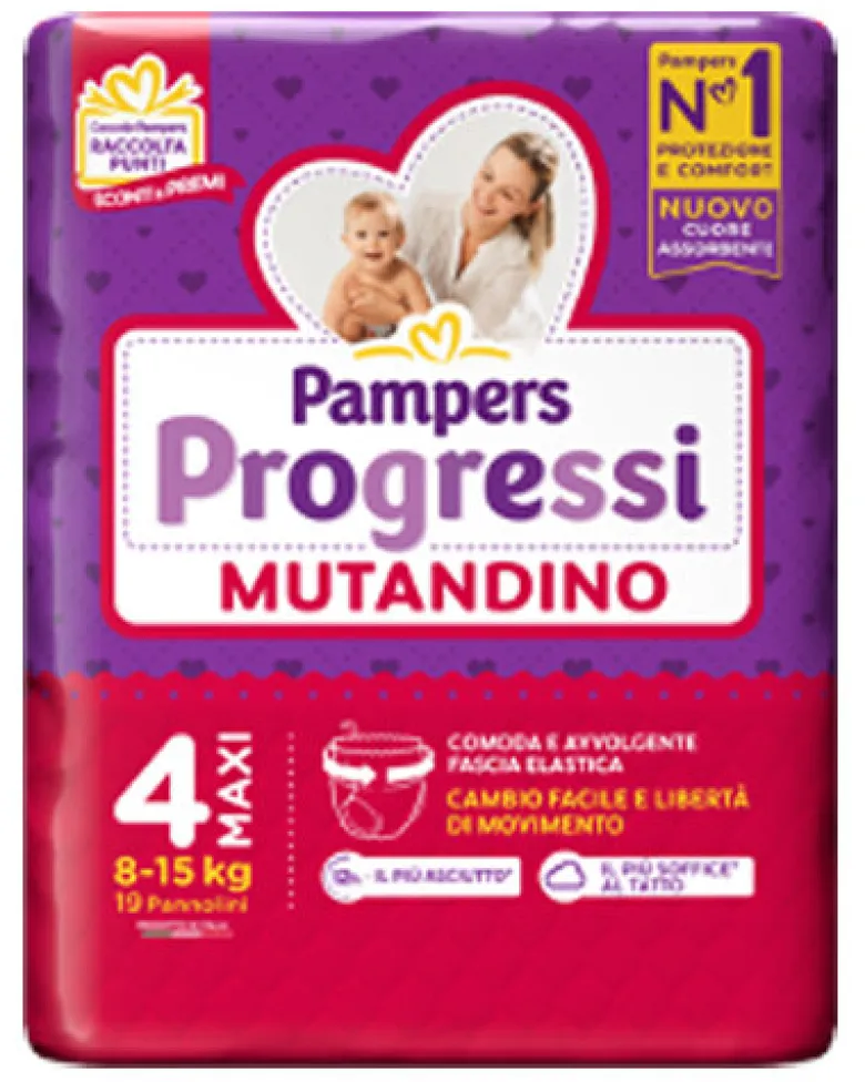Pampers Progressi Mutandino Taglia 4 Maxi (8-15kg) 19 Pezzi