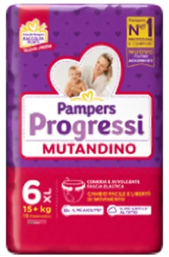 Pampers Progressi Mutandino Taglia 6 XL (15+ kg) 15 Pezzi
