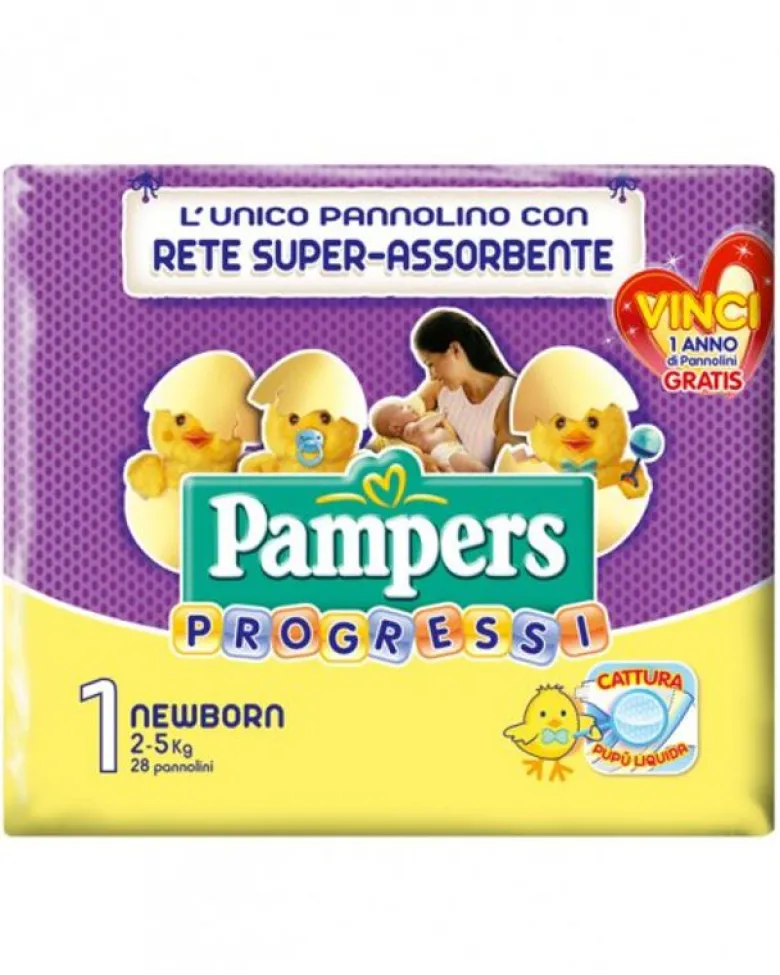 Pampers Progressi New Born Taglia 1 (2-5 Kg) 28 Pezzi