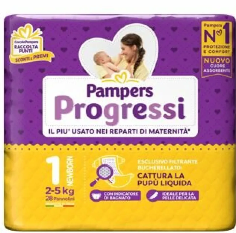 Pampers Progressi New Born Taglia 1 (2-5 Kg) 28 Pezzi